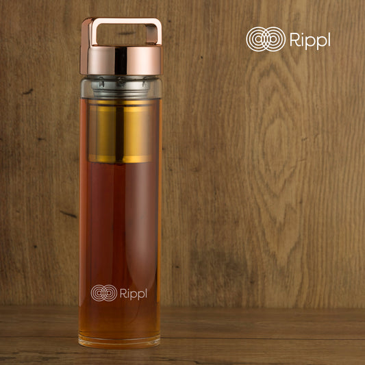 Infuser Insulated Tea Bottle 480ml | Double Wall Glass, BPA-Free, Stainless Steel Filter